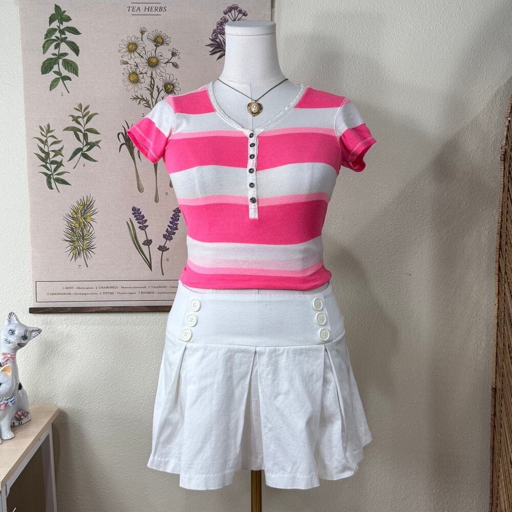 90s Y2k White Pleated Mini Skirt Preppy Bratz Sexy Tennis Prep Trashy Bimbo M